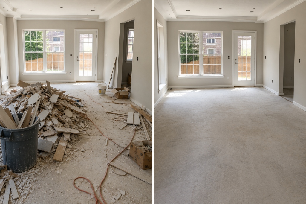 Construction Debris Removal before and after — Apex NC