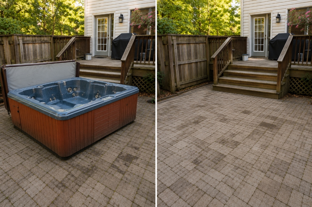 Hot tub removal before and after in Apex, NC
